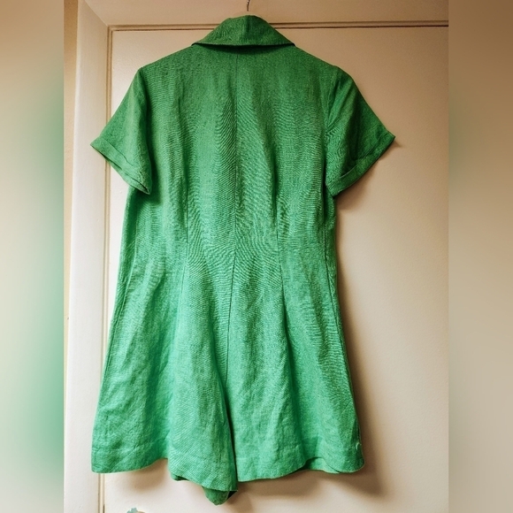 SHOW ME YOUR MUMU BICOASTAL BLAZER ROMPER IN Seafoam Linen Size XS - Picture 3 of 13